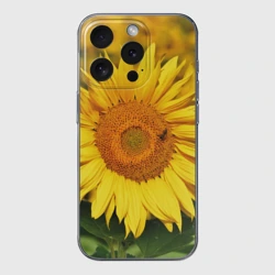 Чехол для iPhone 15 Pro Max силиконовый с защитой камеры Подсолнух