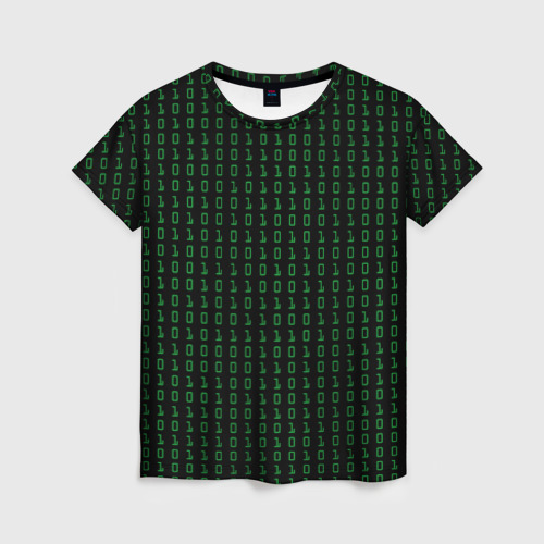 Женская футболка 3D с принтом Бинарный код, вид спереди #2