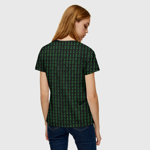 Женская футболка 3D с принтом Бинарный код, вид сзади #2