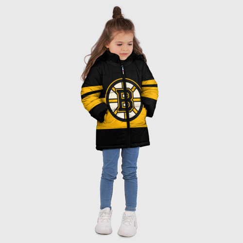 Зимняя куртка для девочек 3D с принтом Boston Bruins NHL, вид сбоку #3