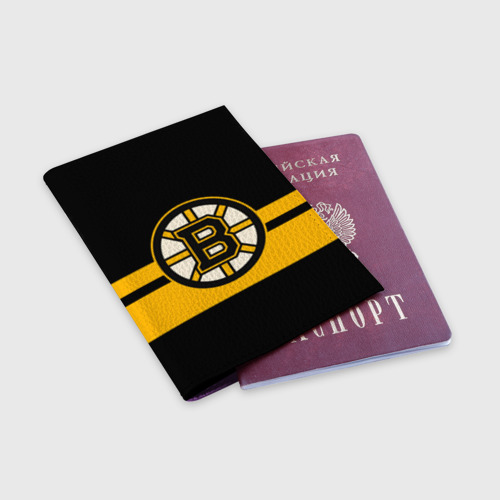 Обложка для паспорта матовая кожа Boston Bruins NHL, цвет фиолетовый - фото 3