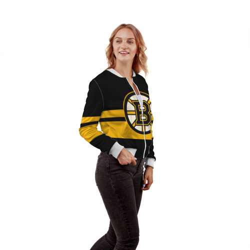 Женский бомбер 3D Boston Bruins NHL, цвет белый - фото 4