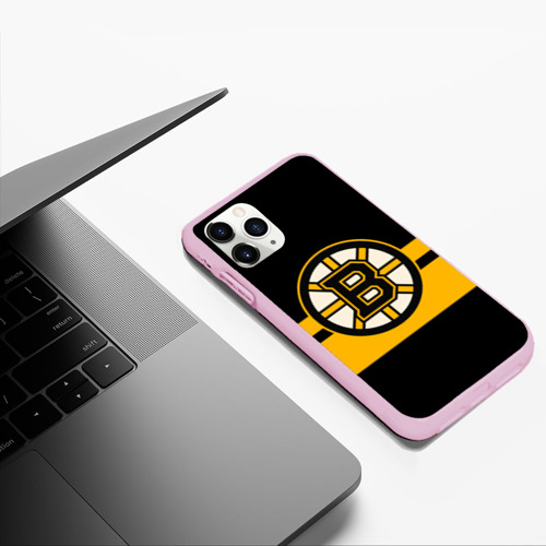 Чехол для iPhone 11 Pro Max матовый Boston Bruins NHL, цвет розовый - фото 5