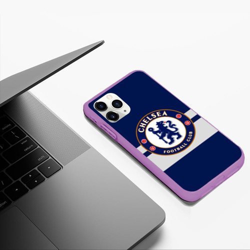 Чехол для iPhone 11 Pro Max матовый FC chelsea, цвет фиолетовый - фото 5