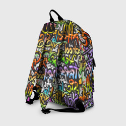 Рюкзак с принтом Уличные граффити для любого человека, вид сзади №1. Цвет основы: белый