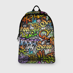 Рюкзак с принтом Уличные граффити для любого человека, вид спереди №3. Цвет основы: белый