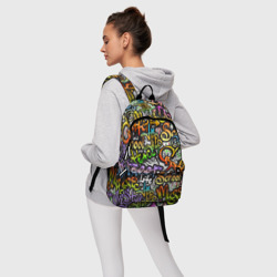 Рюкзак с принтом Уличные граффити для любого человека, вид спереди №4. Цвет основы: белый