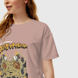 Женская футболка хлопок Oversize Макаронный монстр - фото 2