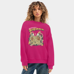 Женский свитшот oversize без начеса хлопок Макаронный монстр - фото 2