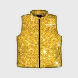 Детский жилет утепленный 3D Золотой блеск