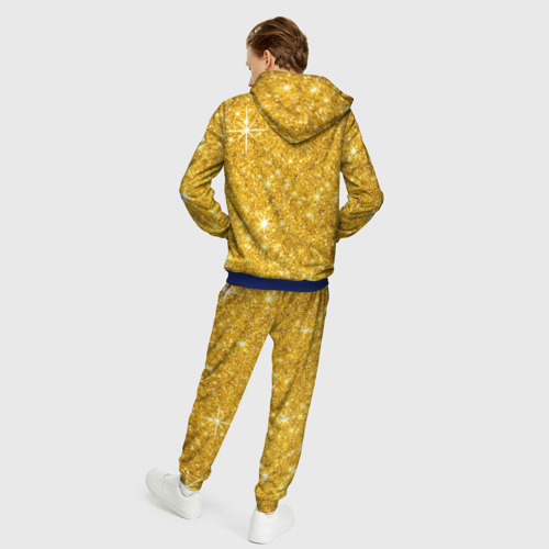 Мужской костюм с толстовкой 3D Золотой блеск, цвет синий - фото 4