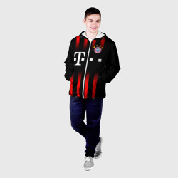 Куртка с принтом FC Bayern Munchen для женщины, вид на модели спереди №2. Цвет основы: белый