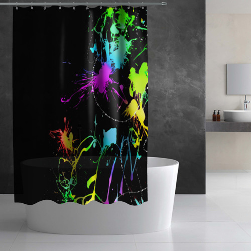 Штора 3D для ванной Неоновые краски - фото 2