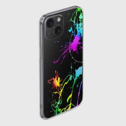 Чехол для iPhone 15 силиконовый с защитой камеры Неоновые краски - фото 2