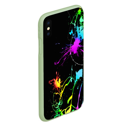 Чехол для iPhone XS Max матовый Неоновые краски, цвет салатовый - фото 3