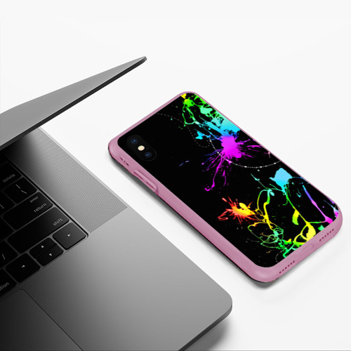 Чехол для iPhone XS Max матовый Неоновые краски, цвет розовый - фото 5