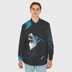 Мужская рубашка oversize 3D Sky Wolf - фото 2