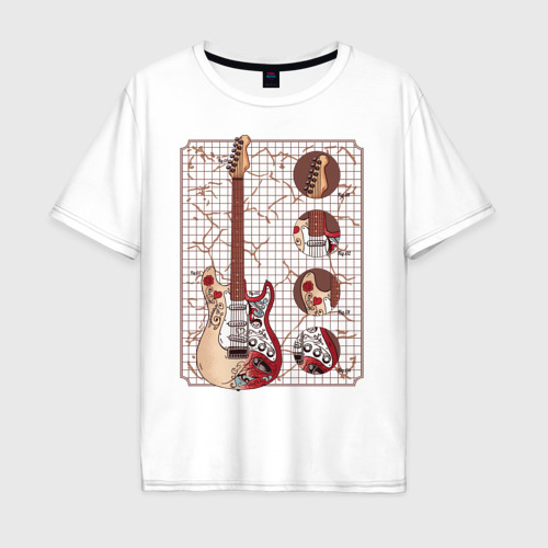 Мужская футболка хлопок Oversize Fender Stratocaster Monterey , цвет белый