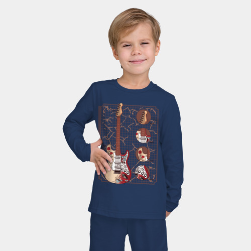 Детская пижама с лонгсливом хлопок Fender Stratocaster Monterey , цвет темно-синий - фото 3