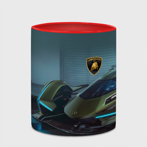 Кружка с полной запечаткой Lamborghini, цвет белый + красный - фото 4