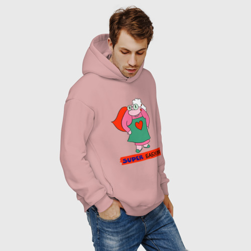 Мужское худи Oversize хлопок Super Бабуля, цвет пыльно-розовый - фото 7