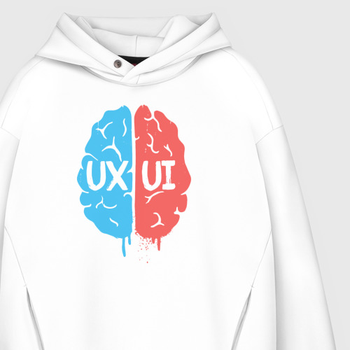 Мужское худи Oversize хлопок UX UI Brain, цвет белый - фото 4