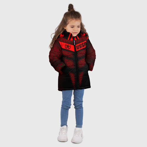 Зимняя куртка для девочек 3D СССР броня-доспех, цвет красный - фото 5