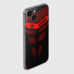 Чехол для iPhone 15 силиконовый с защитой камеры СССР броня-доспех кибернетический - фото 2