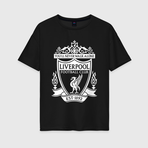 Женская футболка хлопок Oversize Liverpool ФК, цвет черный