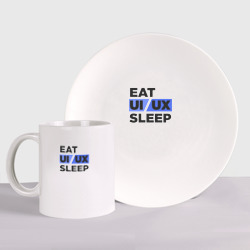 Набор: тарелка + кружка Eat UI UX Sleep