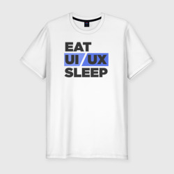 Мужская футболка хлопок Slim Eat UI UX Sleep