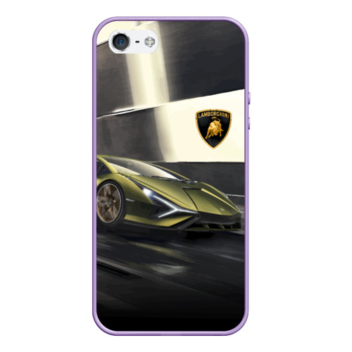 Чехол для iPhone 5/5S матовый Lamborghini, цвет светло-сиреневый