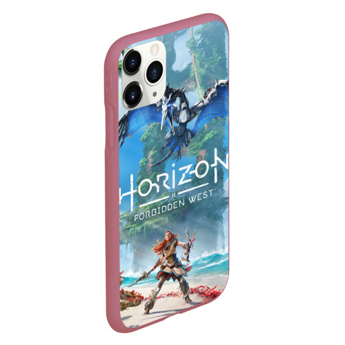 Чехол для iPhone 11 Pro матовый Horizon Forbidden West, цвет малиновый - фото 3