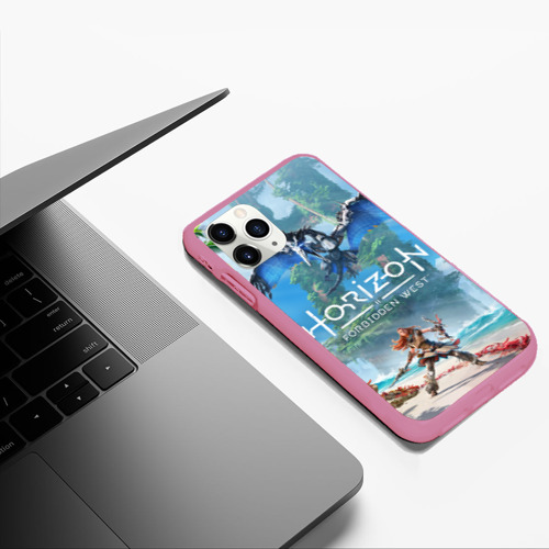 Чехол для iPhone 11 Pro Max матовый Horizon Forbidden West, цвет малиновый - фото 5