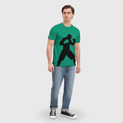 Мужская футболка 3D с принтом Боксер, вид сбоку #3