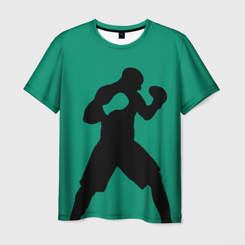 Мужская футболка 3D с принтом Боксер, вид спереди #2