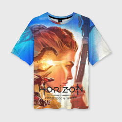 Женская футболка oversize 3D Horizon Forbidden West