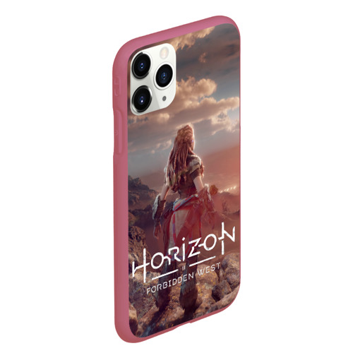 Чехол для iPhone 11 Pro Max матовый Horizon Forbidden West, цвет малиновый - фото 3