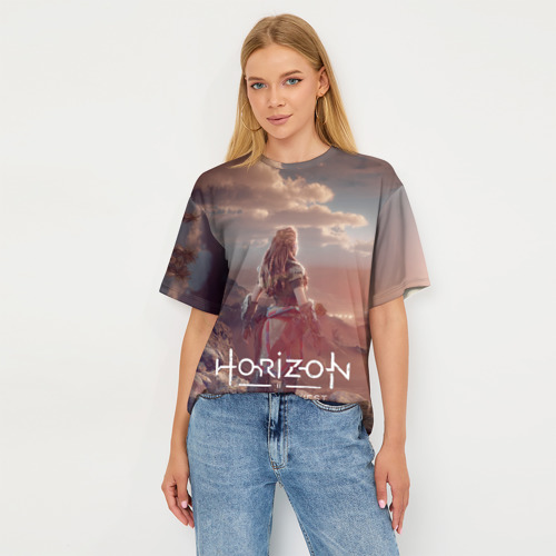 Женская футболка oversize 3D Horizon Forbidden West, цвет 3D печать - фото 5