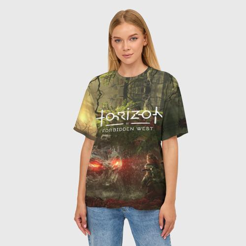 Женская футболка oversize 3D Horizon Forbidden West, цвет 3D печать - фото 3