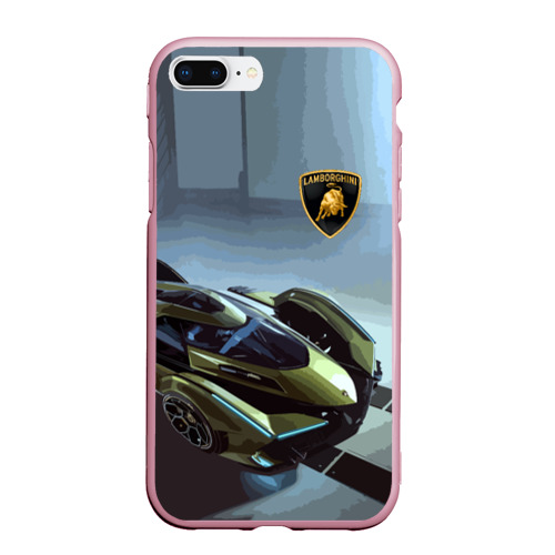 Чехол для iPhone 7Plus/8 Plus матовый Lamborghini - motorsport extreme, цвет розовый