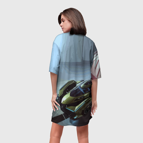 Платье-футболка 3D Lamborghini - motorsport extreme, цвет 3D печать - фото 4