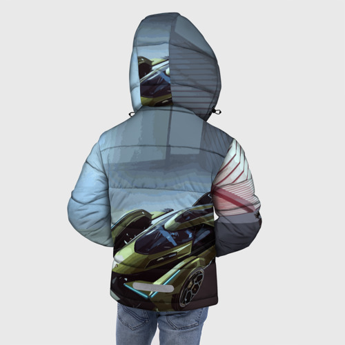 Зимняя куртка для мальчиков 3D с принтом Lamborghini - motorsport extreme, вид сзади #2