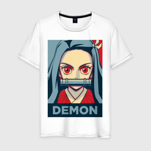 Мужская футболка хлопок NEZUKO DEMON, цвет белый