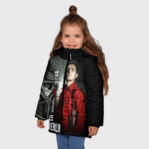 Зимняя куртка для девочек 3D с принтом La casa de papel BERLIN, фото на моделе #1