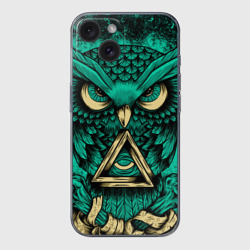 Чехол для iPhone 15 силиконовый с защитой камеры Тотемная сова