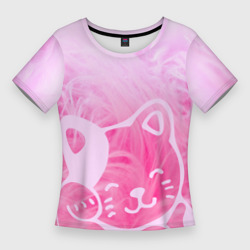 Женская футболка 3D Slim Розовый кот