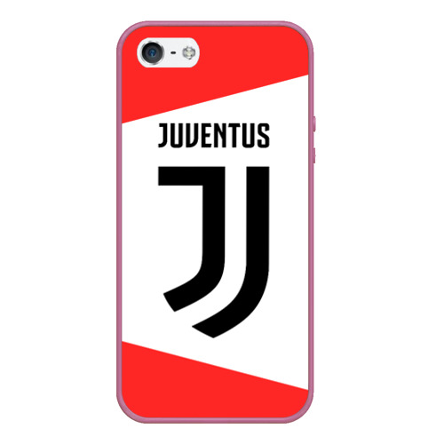 Чехол для iPhone 5/5S матовый JUVENTUS / ЮВЕНТУС, цвет розовый