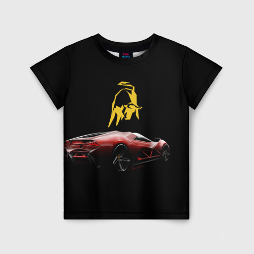 Детская футболка 3D с принтом Lamborghini, вид спереди #2