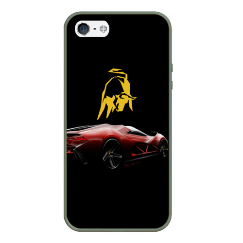 Чехол для iPhone 5/5S матовый Lamborghini - motorsport, цвет темно-зеленый